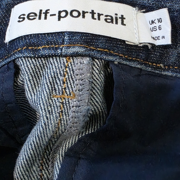 NWT Women's Self Portrait High Rise Denim Flare Bell Bottom Jean Trousers Size 6 - Picture 7 of 9